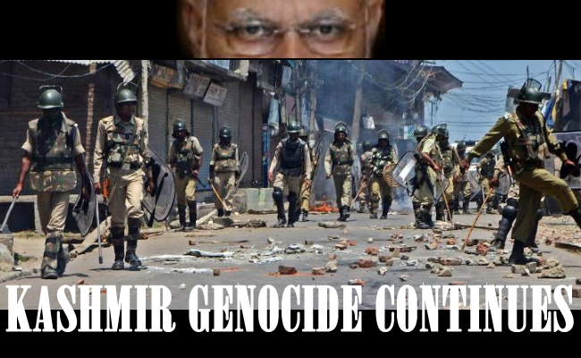 Ignoring international pressure India continues Kashmir Genocide!